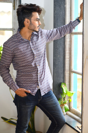 Printed Cotton Slim Fit Shirt - NamegStore
